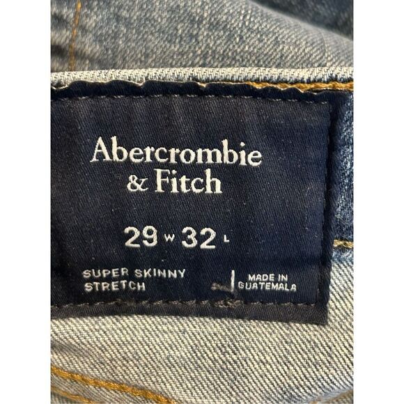 Abercrombie & Fitch Super Skinny Stretch Jeans Mens 29x32 Distressed Med Wash (8 - Picture 7 of 8